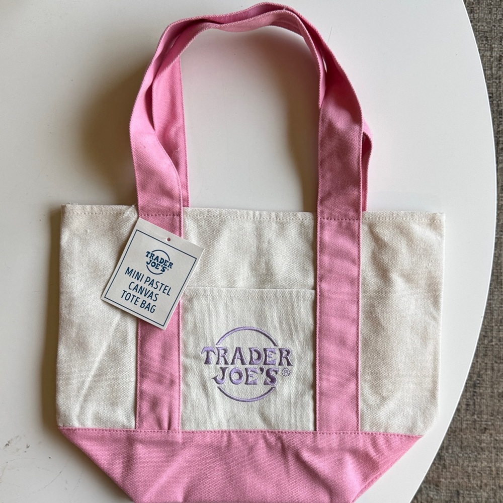 Trader Joe’s  Mini Pink and White Canvas Tote Bag